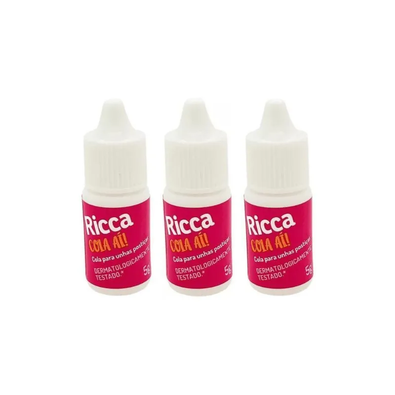 Cola Para Unhas Postiças Ricca 5g 1342 - Kit Com 3un
