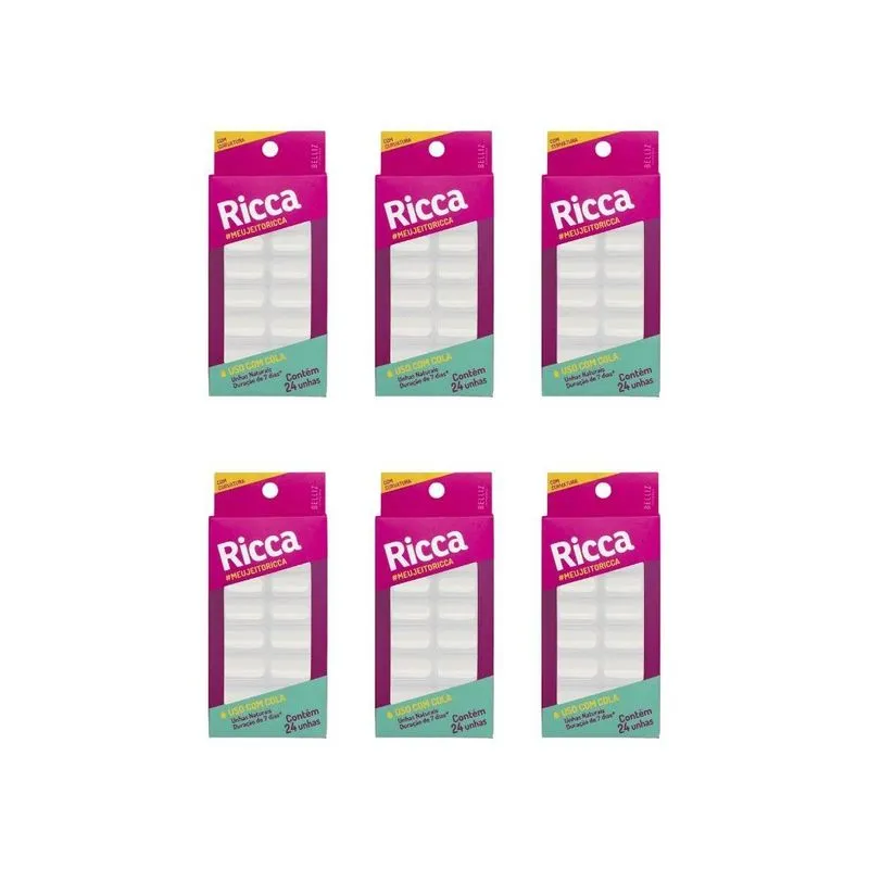 Unhas Postiças Ricca Natural Com 24un Quadrado Curvatura-6un