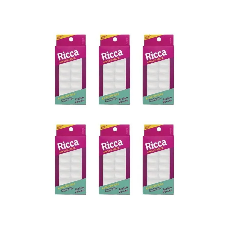 Unhas Postiças Ricca Natural Com 24un Quadrado Medio-6un