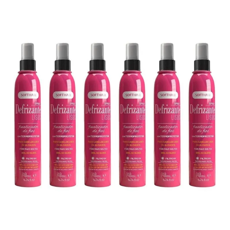 Defrizante Soft Hair 140ml Spray Lisos - Kit Com 6un