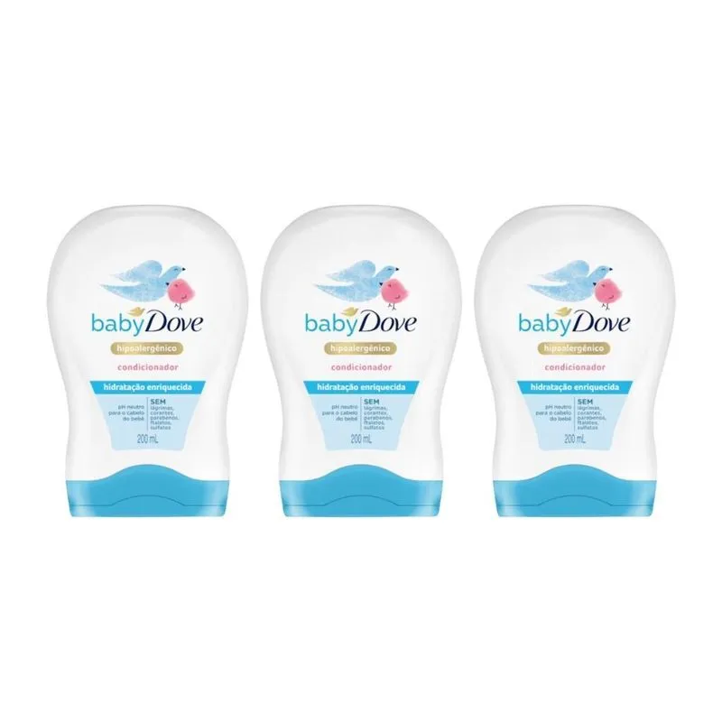 Condicionador Dove Baby 200ml Hidratante Enriquecida - 3un