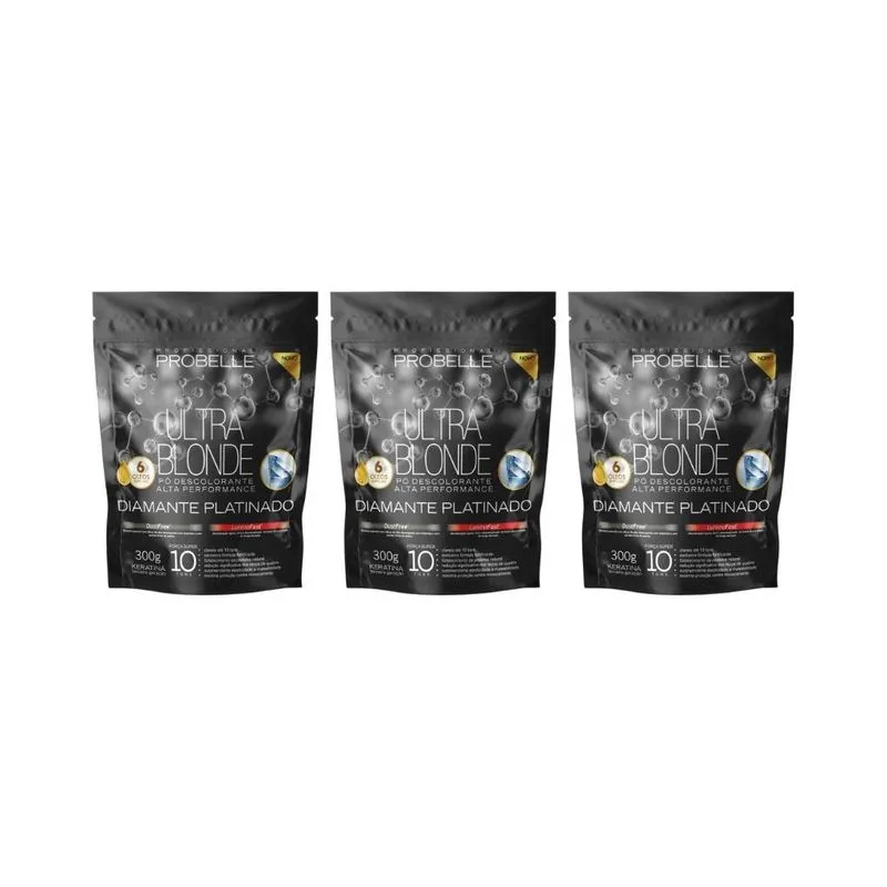 Po Descolorante Probelle 300g Diamante Platinado - Kit C/3un