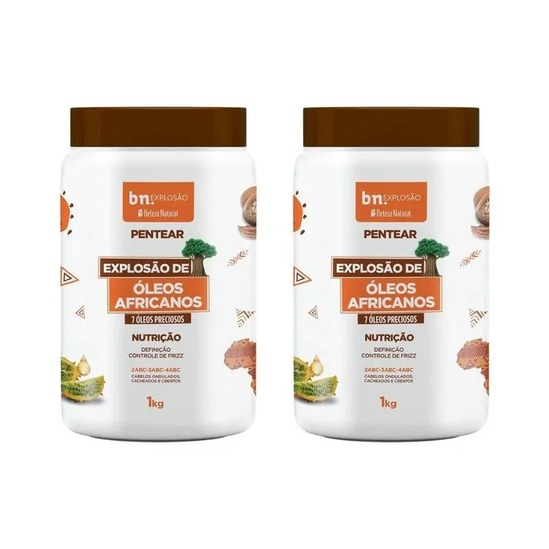 Creme De Pentear Beleza Natural 1kg Explosao Oleo Afri - 2un