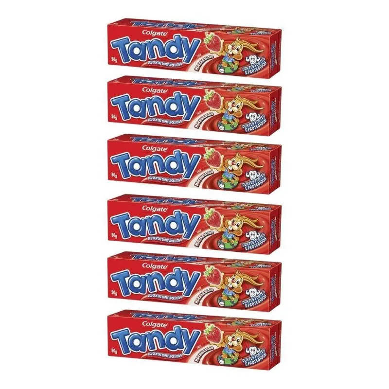 Creme Dental Tandy 50G Morango - Kit Com 6Un