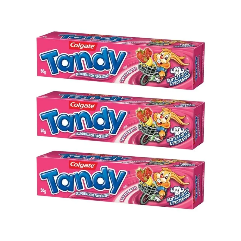 Creme Dental Tandy 50g Tutti Frutti - Kit c/ 3un