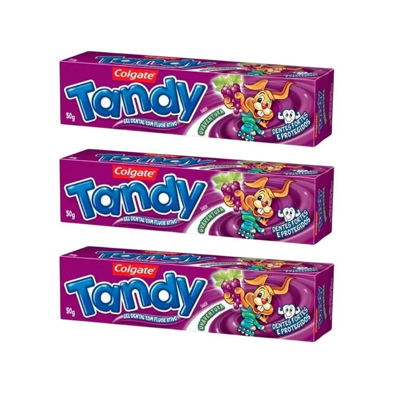 Creme Dental Tandy 50G Uva - Kit Com 3Un