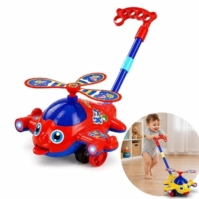 Brinquedo Empurrador Avião Infantil Com Hélice Giratória Yeet