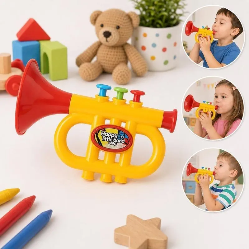Trompete Infantil Brinquedo Musical Educativo Em Plástico Compacto Para Crianças A Partir De 3 Anos