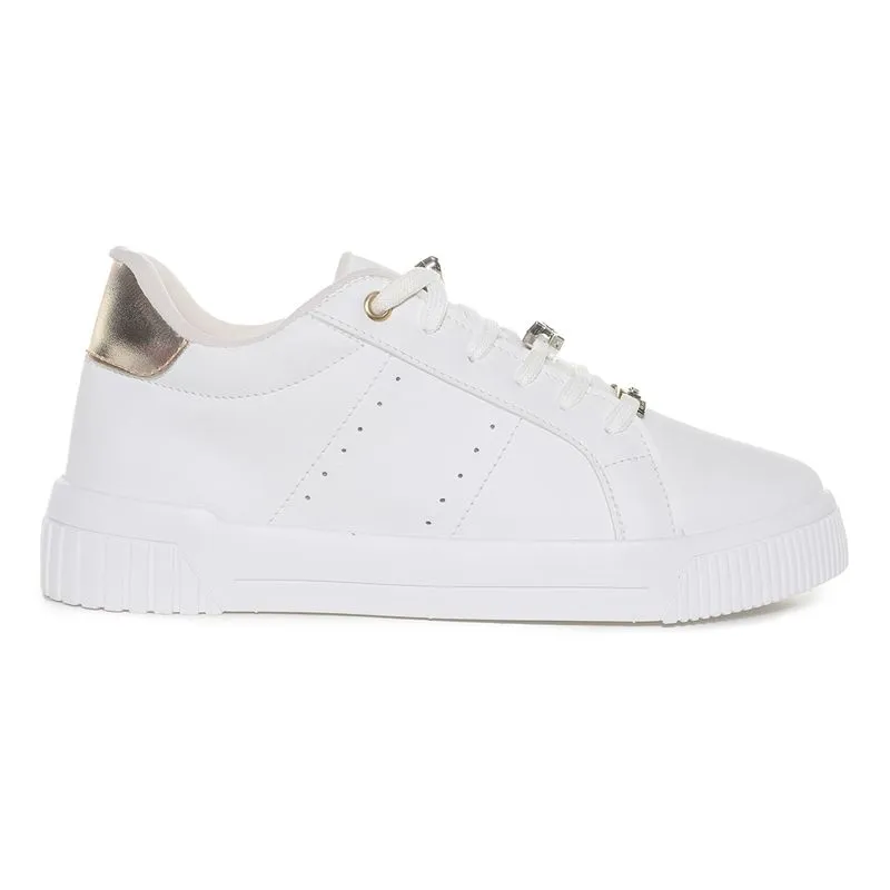 Tênis Casual Mshuz Feminino Branco BRANCO/OURO LIGHT - 36