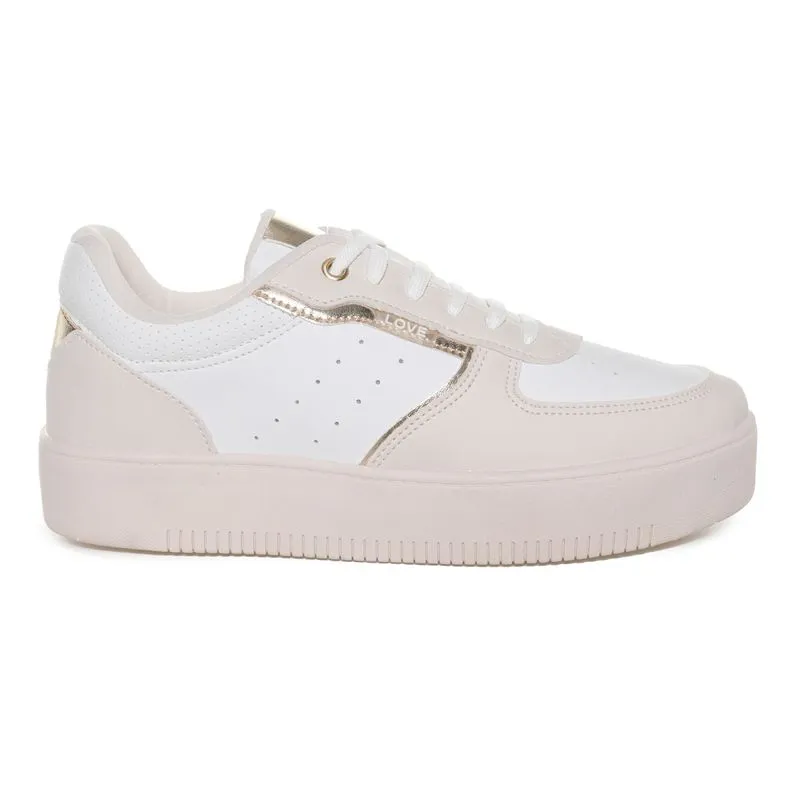 Tênis M Shuz Casual Love Feminino Branco BRANCO/OFF WHITE/OURO LIGHT - 39