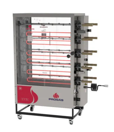 Forno Rotativo Industrial Progás PR-6100E DUO 220V Trifásico | 10 Espetos Inox com Vidro Temperado
