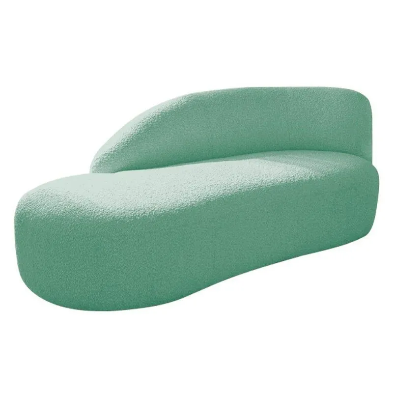 Divã Recamier Curvo Luna 160cm Lado Esquerdo Suede - Doce Sonho Móveis Cor Azul Tiffany