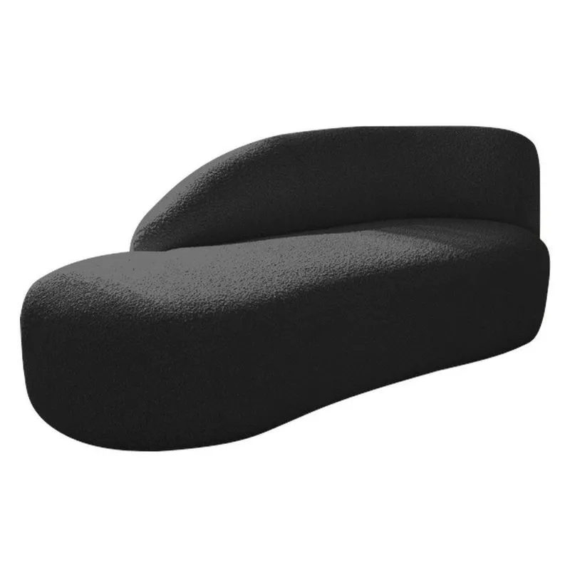 Divã Recamier Curvo Luna 160cm Lado Esquerdo Suede - Adj Decor Cor Preto