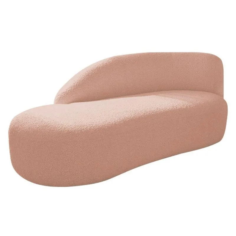 Divã Recamier Curvo Luna 160cm Lado Esquerdo Suede - Adj Decor Cor Rosê