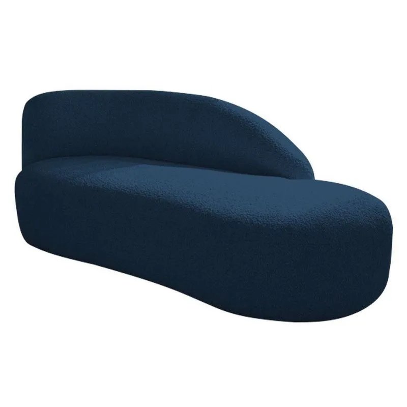 Divã Recamier Curvo Luna 185cm Lado Direito Suede - Adj Decor Cor Azul Marinho