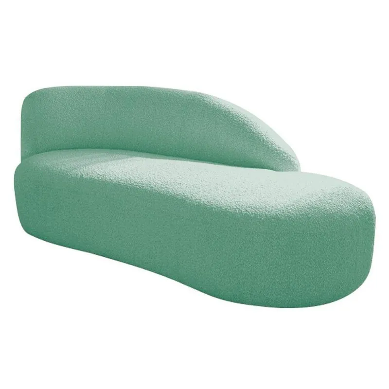 Divã Recamier Curvo Luna 185cm Lado Direito Suede - Adj Decor Cor Azul Tiffany