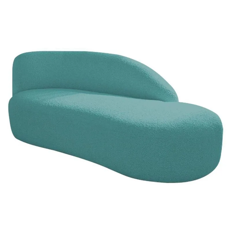 Divã Recamier Curvo Luna 185cm Lado Direito Suede - Adj Decor Cor Azul Turquesa