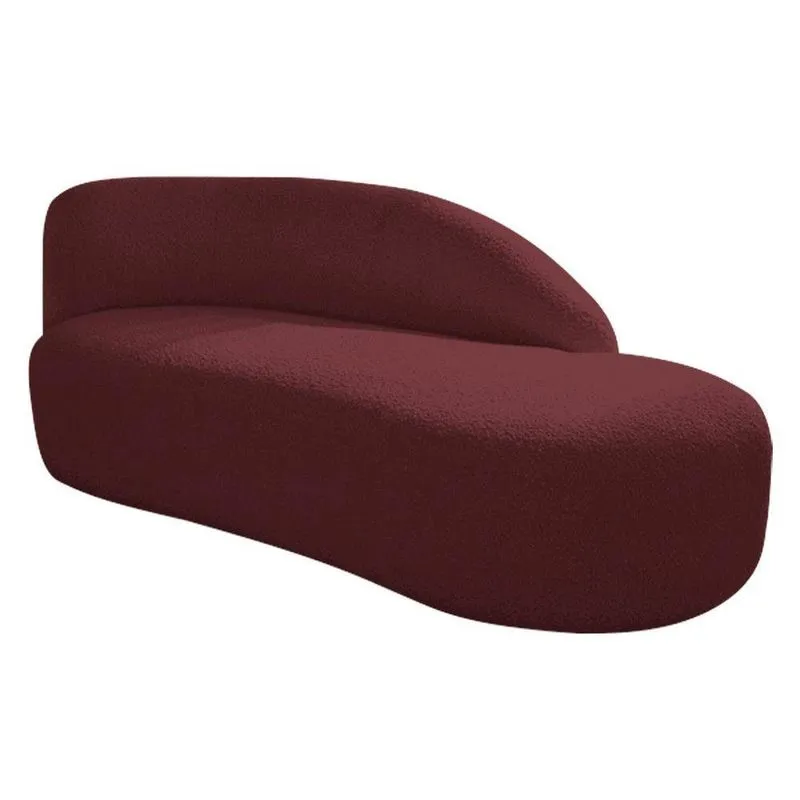 Divã Recamier Curvo Luna 185cm Lado Direito Suede - Adj Decor Cor Bordô