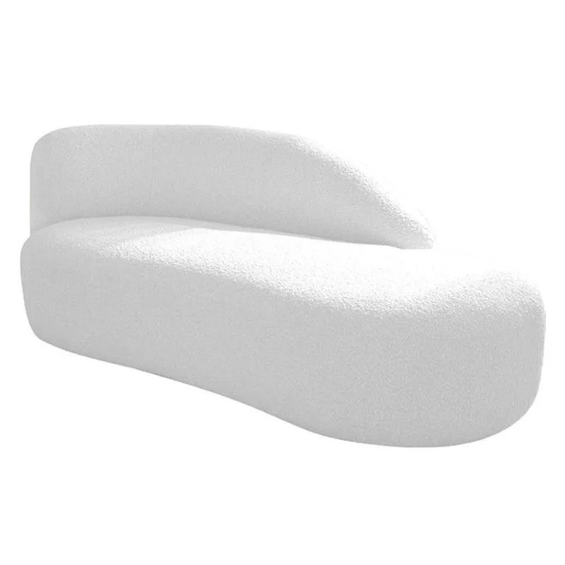 Divã Recamier Curvo Luna 185cm Lado Direito Suede - Adj Decor Cor Branco