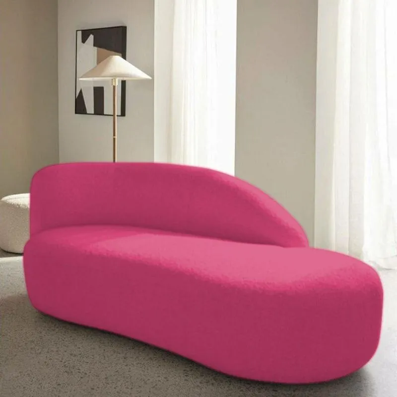 Divã Recamier Curvo Luna 185cm Lado Direito Suede - Adj Decor Cor Pink
