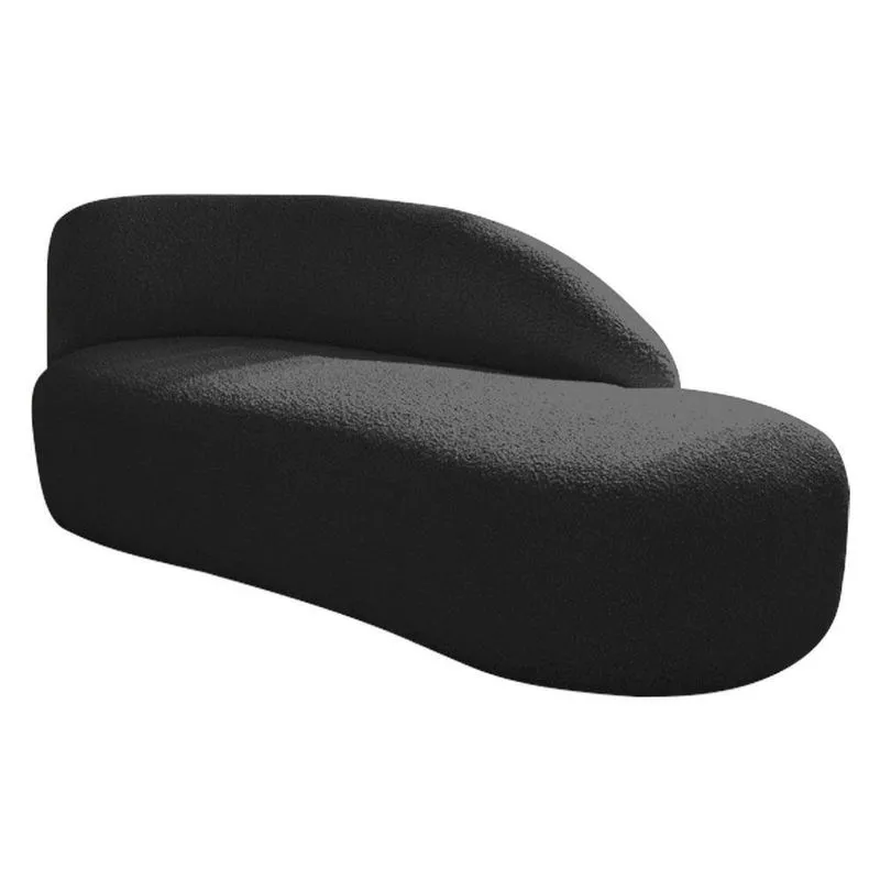 Divã Recamier Curvo Luna 185cm Lado Direito Suede - Adj Decor Cor Preto