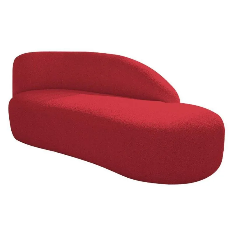 Divã Recamier Curvo Luna 185cm Lado Direito Suede - Adj Decor Cor Vermelho