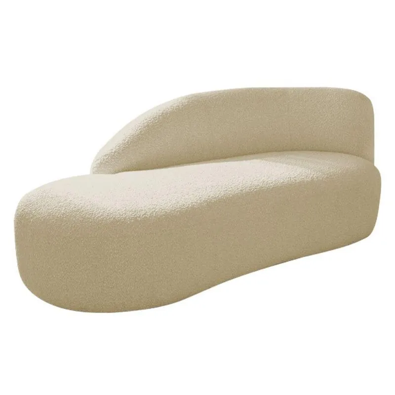 Divã Recamier Curvo Luna 185cm Lado Esquerdo Suede - Adj Decor Cor Bege