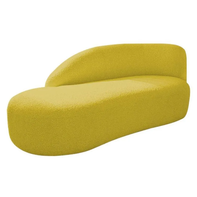 Divã Recamier Curvo Luna 185cm Lado Esquerdo Suede - Adj Decor Cor Amarelo