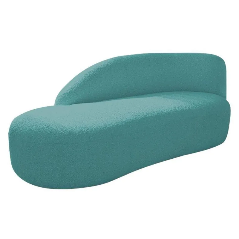 Divã Recamier Curvo Luna 185cm Lado Esquerdo Suede - Adj Decor Cor Azul Turquesa