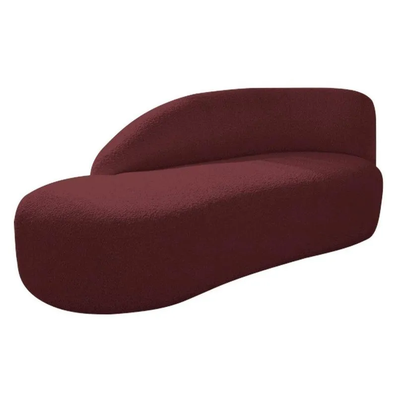 Divã Recamier Curvo Luna 185cm Lado Esquerdo Suede - Adj Decor Cor Bordô