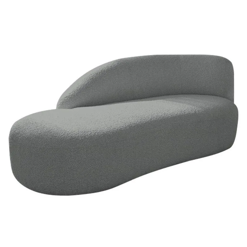 Divã Recamier Curvo Luna 185cm Lado Esquerdo Suede - Adj Decor Cor Cinza