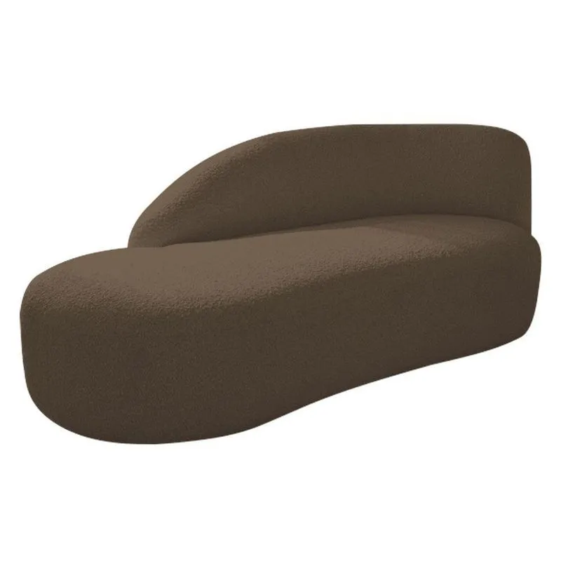 Divã Recamier Curvo Luna 185cm Lado Esquerdo Suede - Adj Decor Cor Marrom