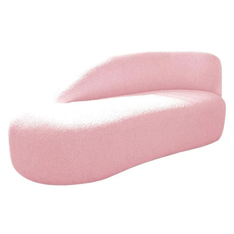 Divã Recamier Curvo Luna 185cm Lado Esquerdo Suede - Adj Decor Cor Rosa Bebê
