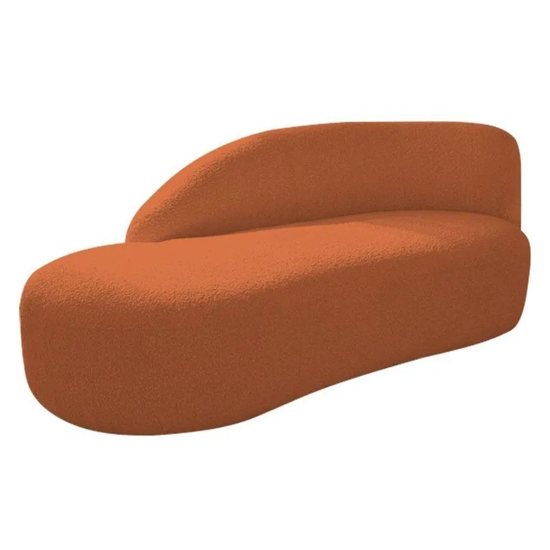 Divã Recamier Curvo Luna 185cm Lado Esquerdo Suede - Adj Decor Cor Terracota