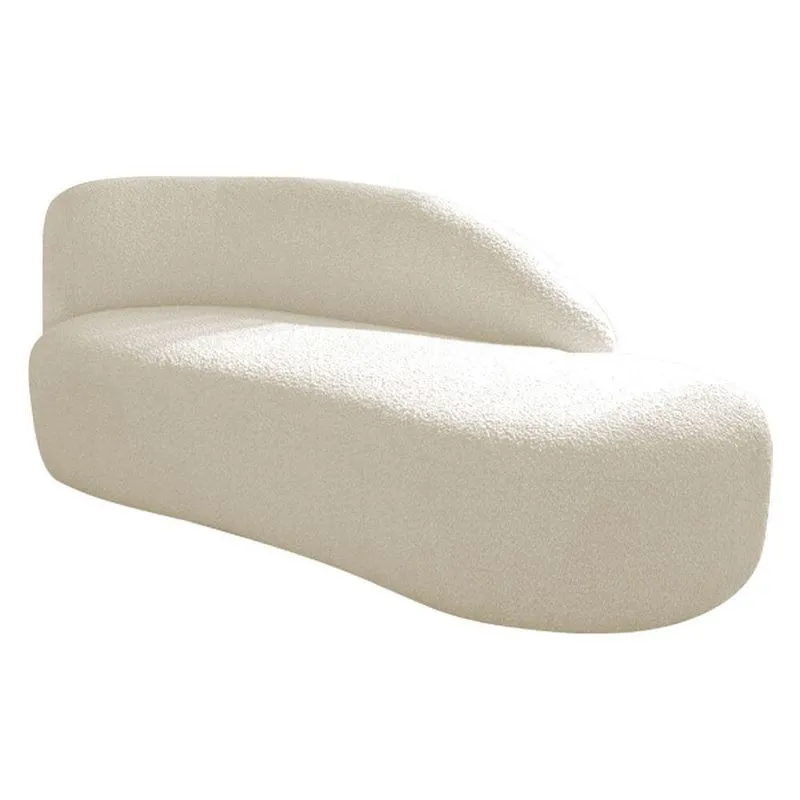 Divã Recamier Curvo Luna 140cm Lado Direito Linho - Adj Decor Cor Bege
