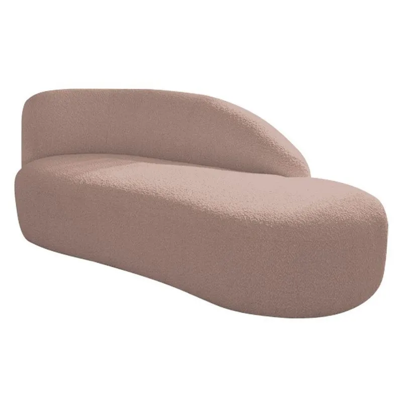 Divã Recamier Curvo Luna 140cm Lado Direito Linho - Adj Decor Cor Rosê