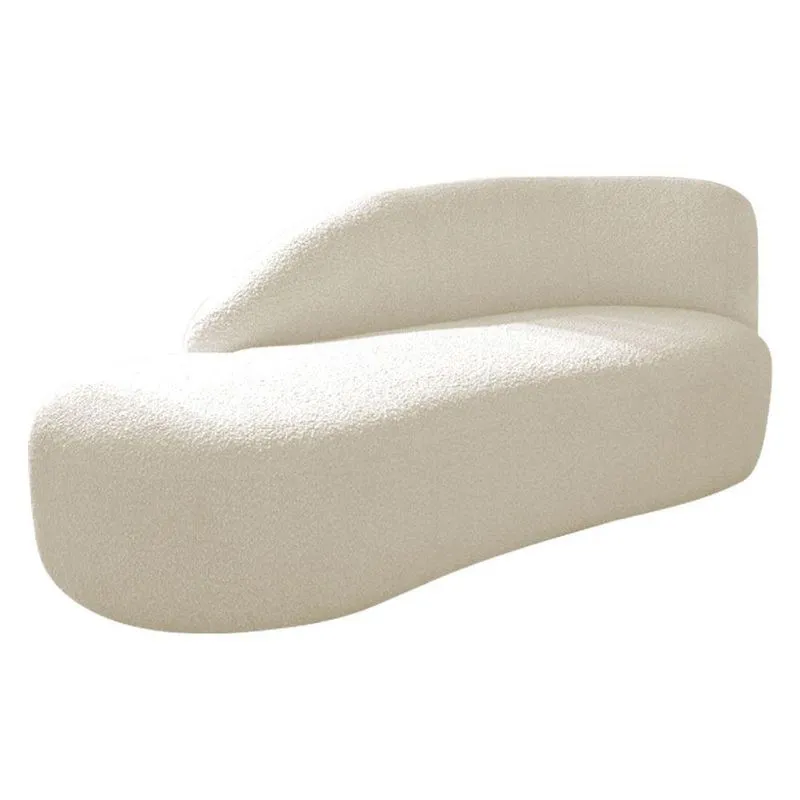 Divã Recamier Curvo Luna 140cm Lado Esquerdo Linho - Adj Decor Cor Bege
