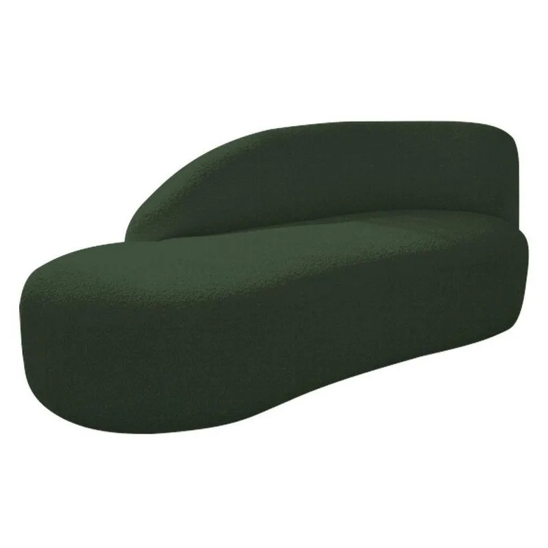 Divã Recamier Curvo Luna 140cm Lado Esquerdo Linho - Adj Decor Cor Verde