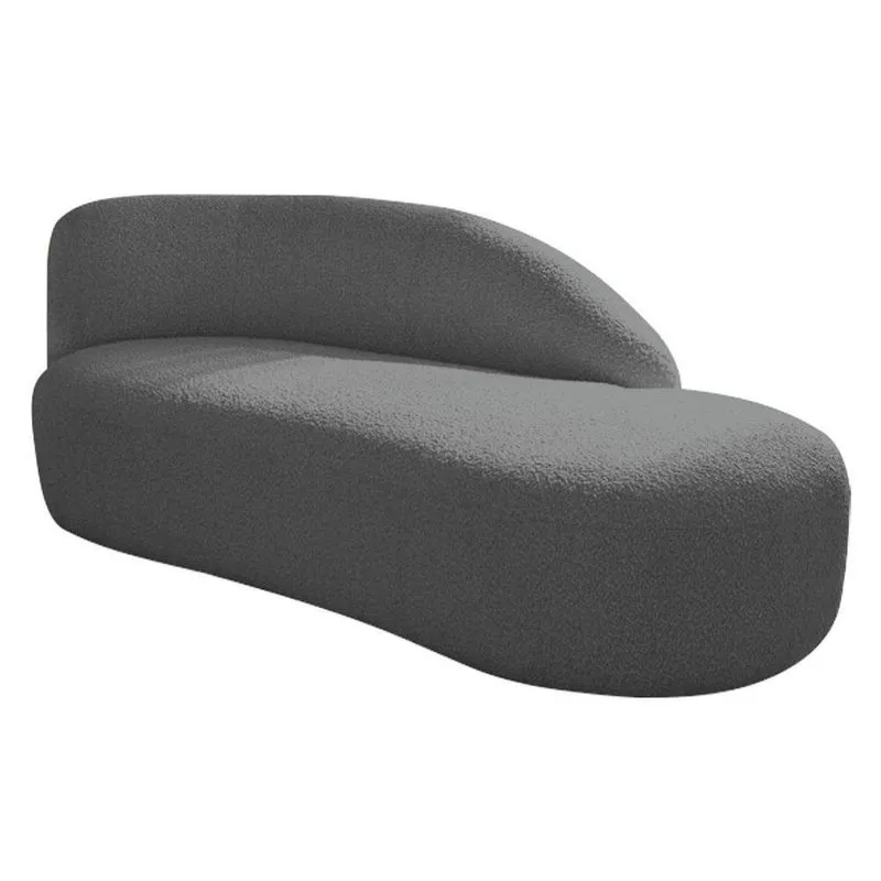 Divã Recamier Curvo Luna 160cm Lado Direito Linho - Adj Decor Cor Cinza Escuro