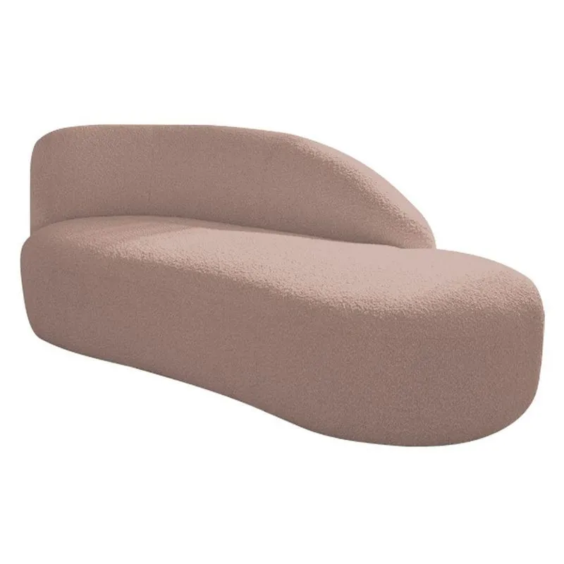 Divã Recamier Curvo Luna 160cm Lado Direito Linho - Adj Decor Cor Rosê