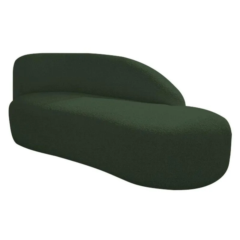 Divã Recamier Curvo Luna 185cm Lado Direito Linho - Adj Decor Cor Verde