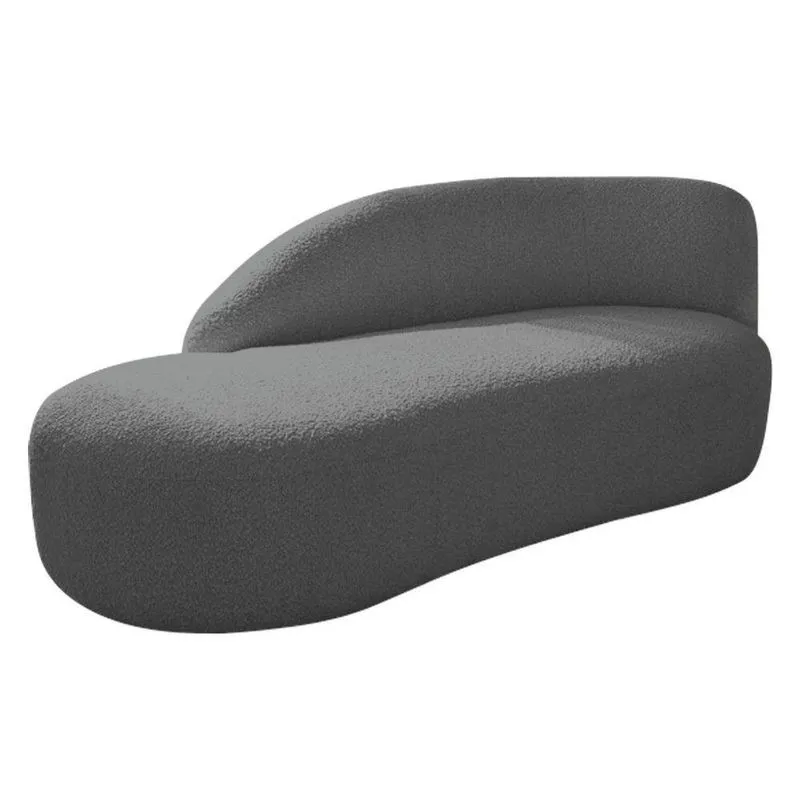 Divã Recamier Curvo Luna 185cm Lado Esquerdo Linho - Adj Decor Cor Cinza Escuro