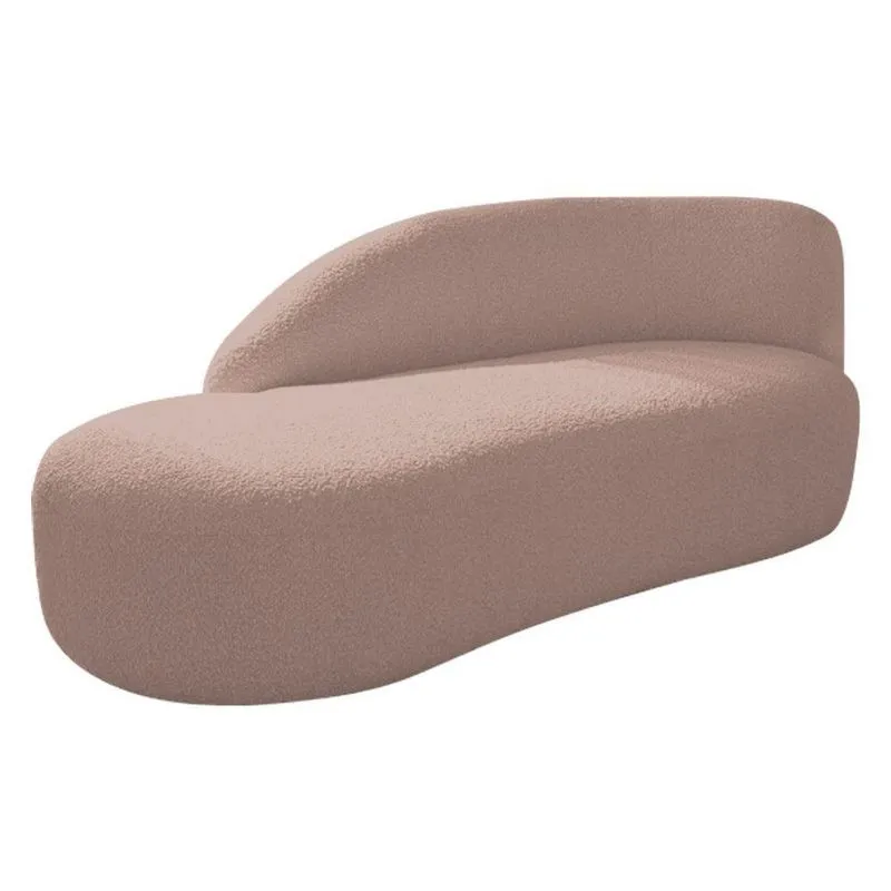 Divã Recamier Curvo Luna 185cm Lado Esquerdo Linho - Adj Decor Cor Rosê