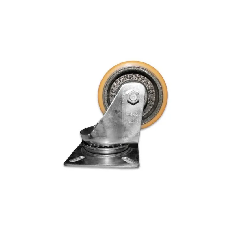 Rodinha 100Mm Ferro Com Poliuretano 4 Pol Placa Giratória