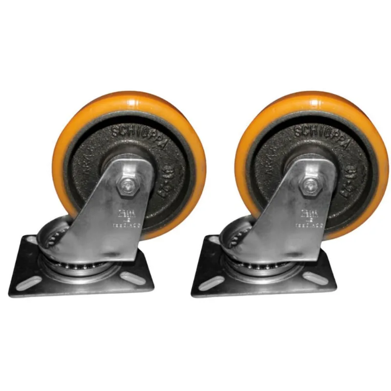 Kit 2 Rodas 127Mm Ferro/Poliuretano 5''/Placa Giratória