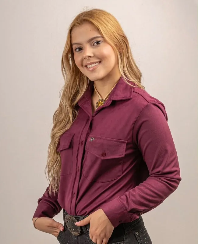 Camisa Feminina Manga Longa Feminina Suede Roxo Tomahawk