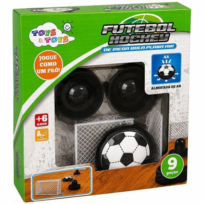 Futebol Hockey De Mesa Com Bola 9 Peças Sistema Almofada De Ar Preto