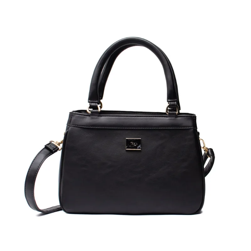 Bolsa Feminina Rafitthy Transversal Clássica com Logo Pequena Preta - U