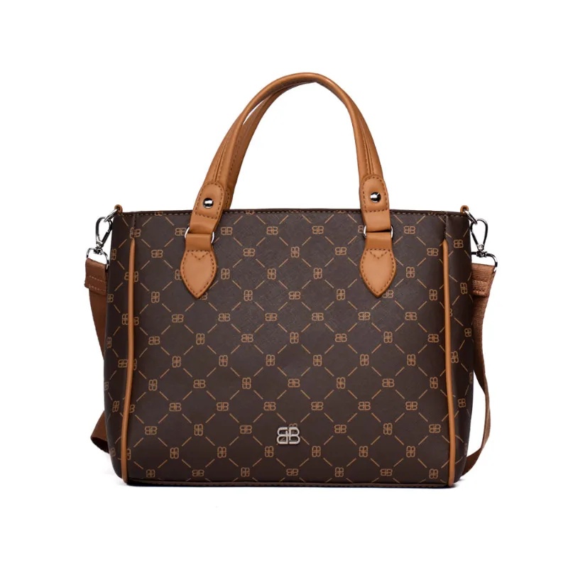 Bolsa Feminina Be Forever Tote Média com Monograma Marrom/Caramelo - U