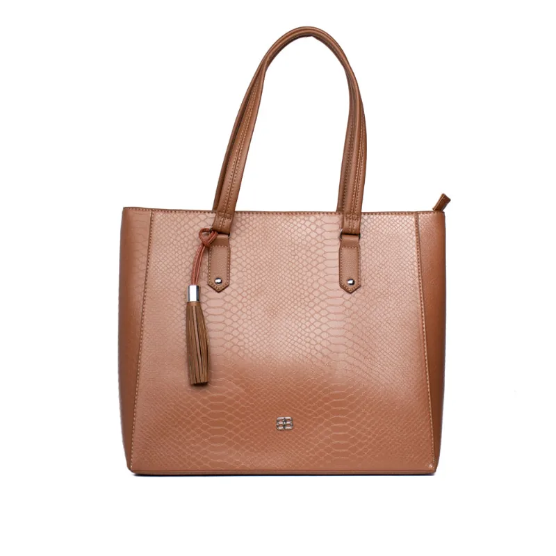 Bolsa Feminina Be Forever Tiracolo Grande Croco e Adereço em Tiras Café - U